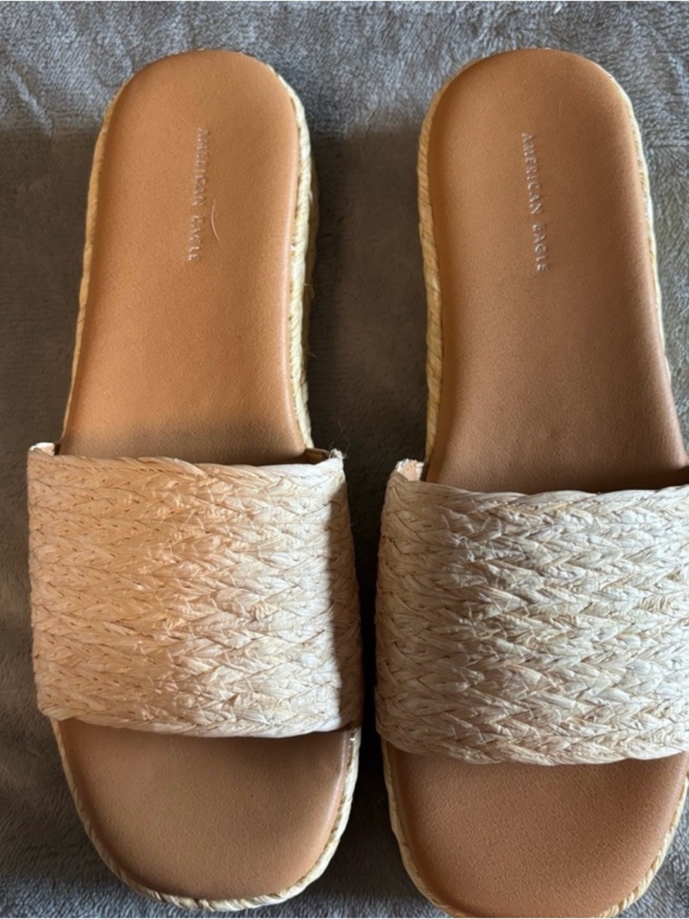 American Eagle Outfitters Beige Braided Slide Sandals